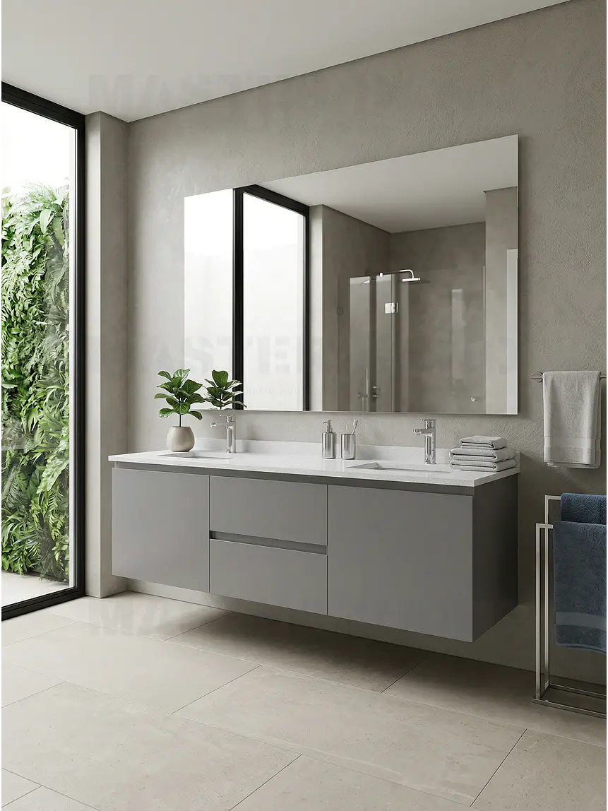 Mueble vanitorio Doble Aéreo  de 140 cm /  M2-1423 -DA / Carbon 1