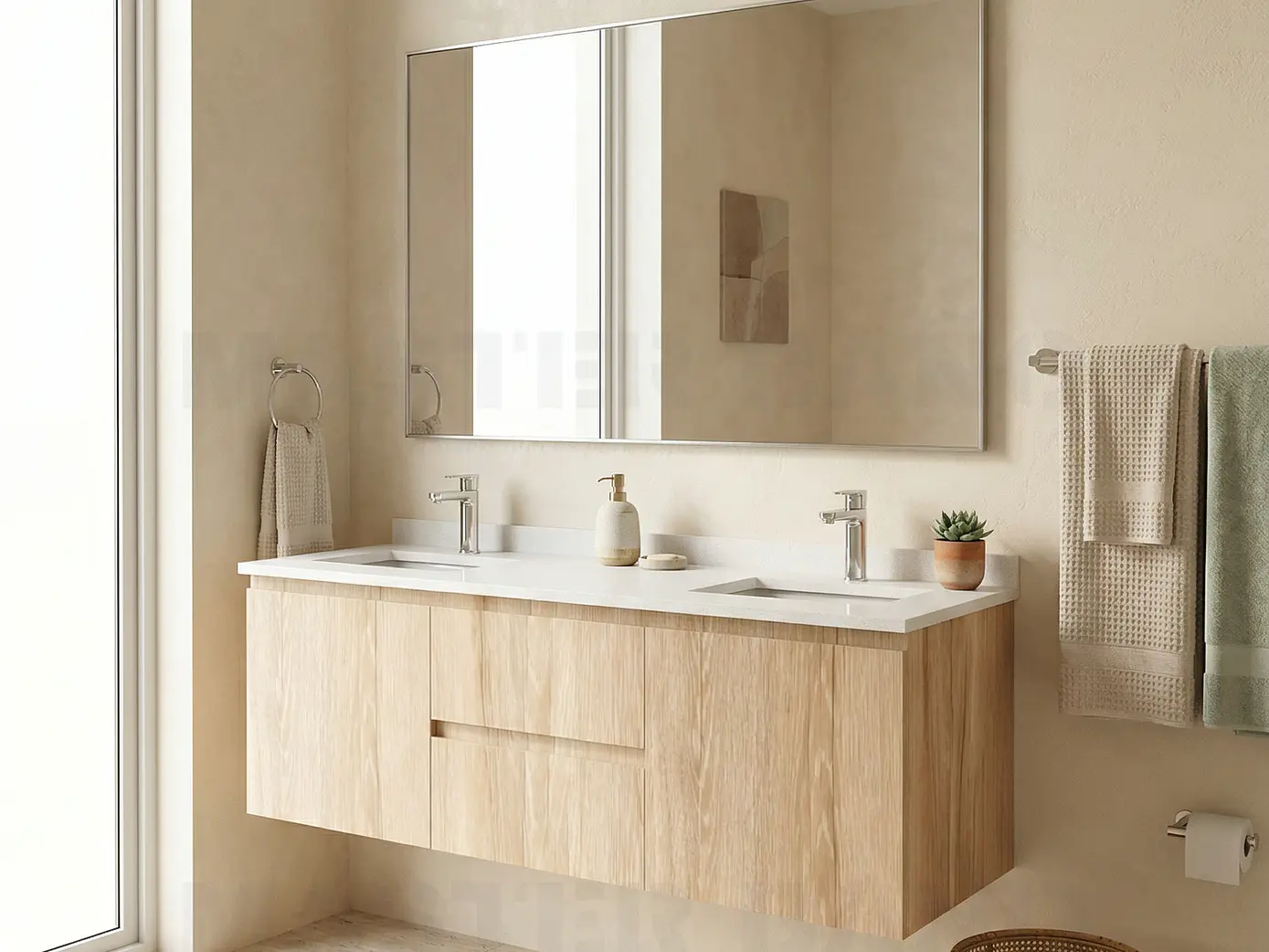 Mueble vanitorio Doble Aéreo  de 140 cm /  M2-1423 -DA / Cava 1