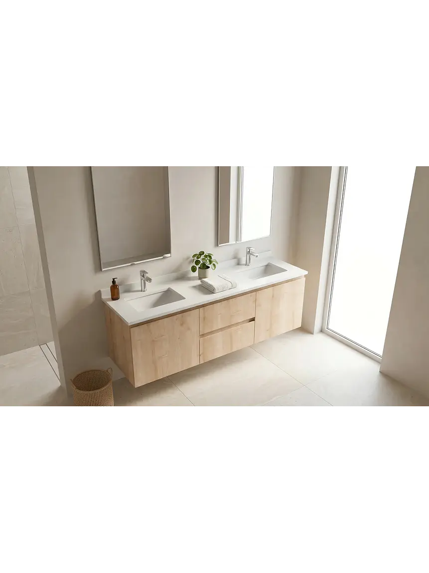 Mueble vanitorio Doble Aéreo  de 140 cm /  M2-1423 -DA / Rustico 1