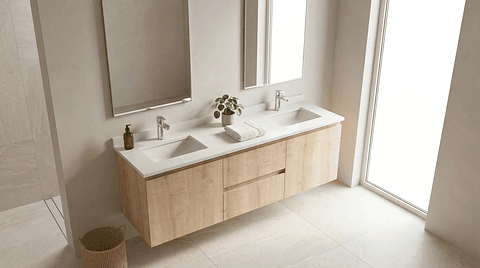 Mueble vanitorio Doble Aéreo  de 140 cm /  M2-1423 -DA / Rustico