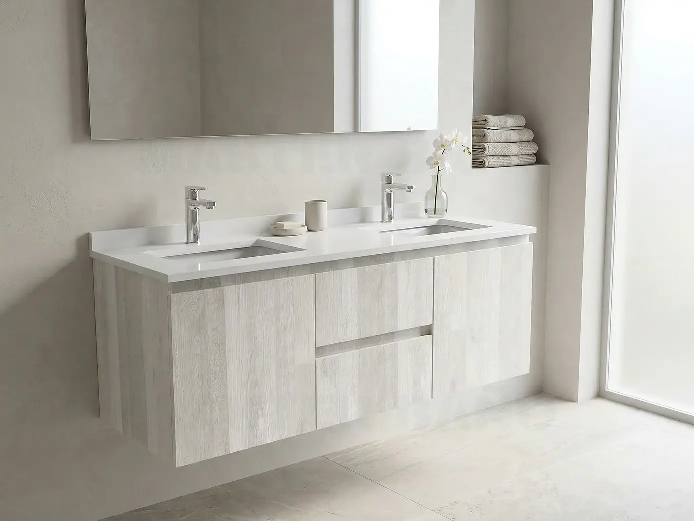 Mueble vanitorio Doble Aéreo  de 130 cm /  M2-1323 -DA / Legno 1