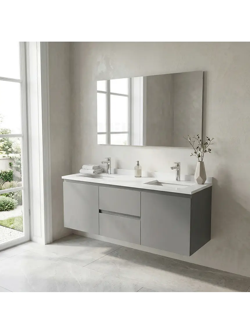 Mueble vanitorio Doble Aéreo  de 130 cm /  M2-1323 -DA / Carbon  1