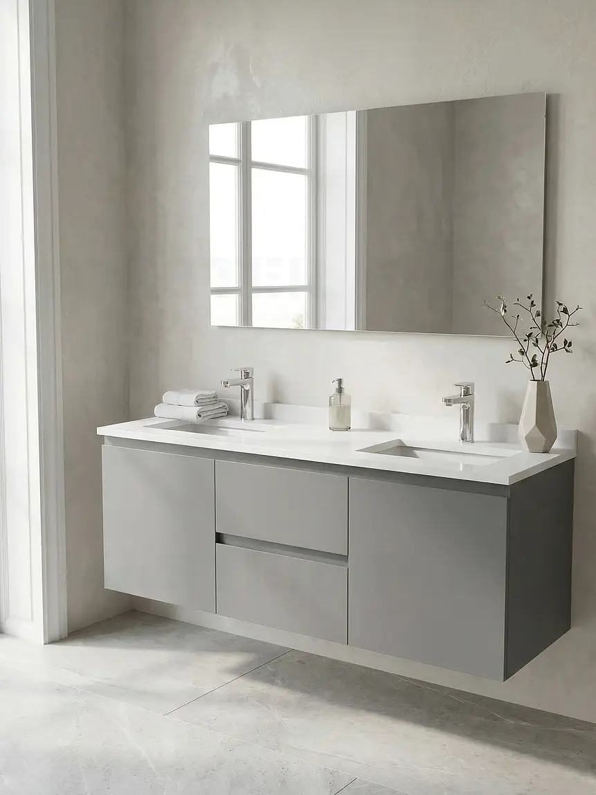 Mueble vanitorio Doble Aéreo  de 130 cm /  M2-1323 -DA / Carbon  1
