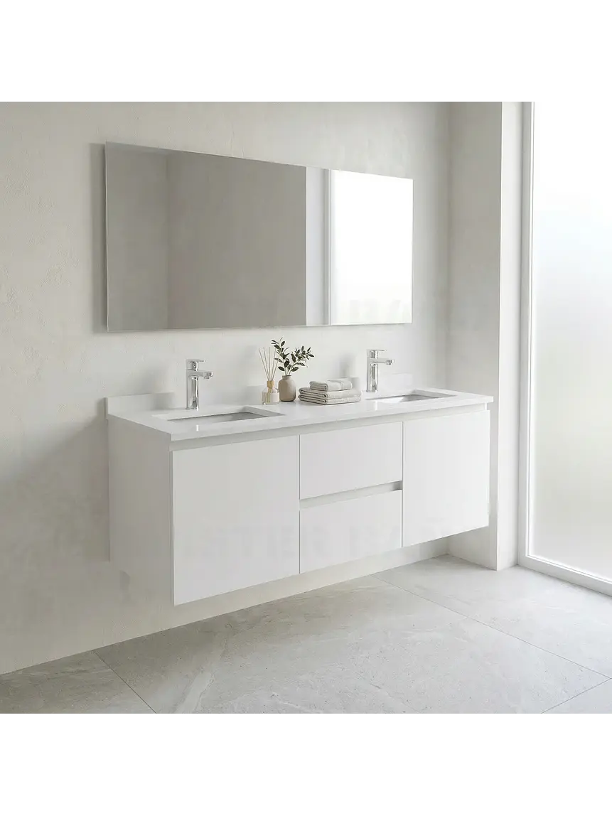 Mueble vanitorio Doble Aéreo  de 130 cm /  M2-1323 -DA / Blanco 1