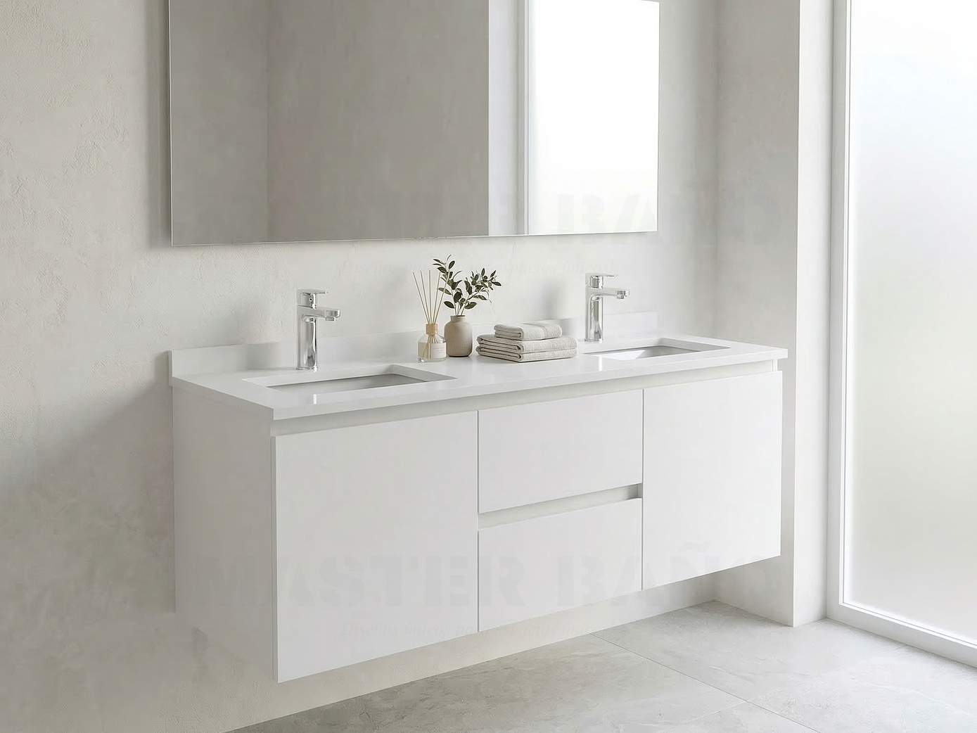 Mueble vanitorio Doble Aéreo  de 130 cm /  M2-1323 -DA / Blanco 1