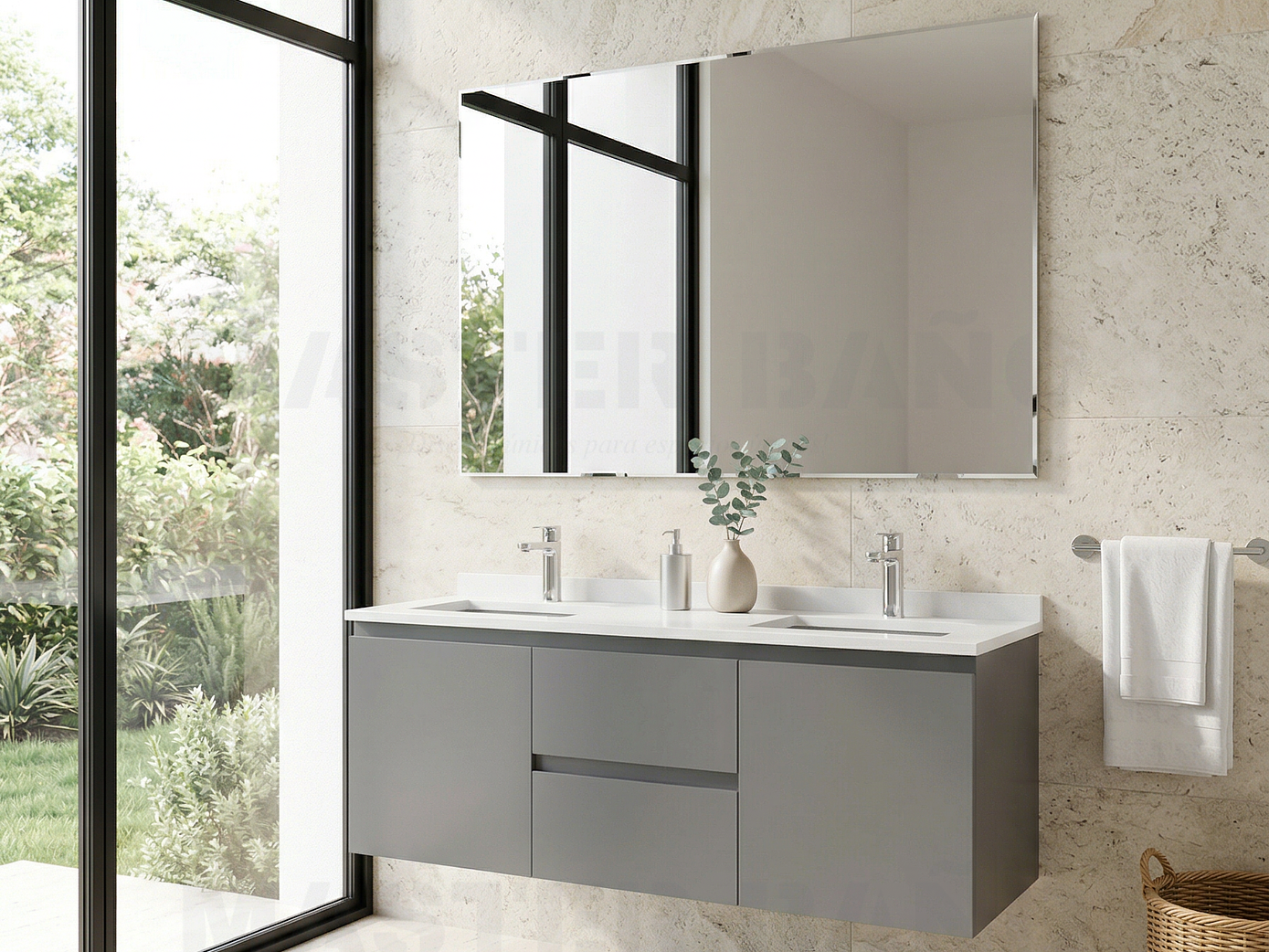 Mueble vanitorio Doble Aéreo  de 120 cm /  M2-1223 -DA / Grafito 1