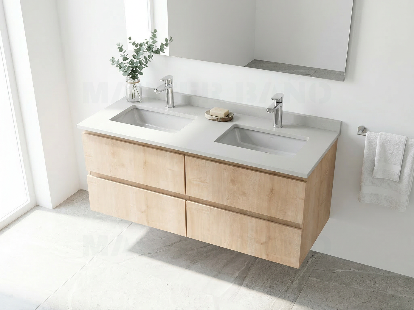 Mueble vanitorio Doble Aéreo  de 120 cm /  M4-1223 -DA / Rustico 1