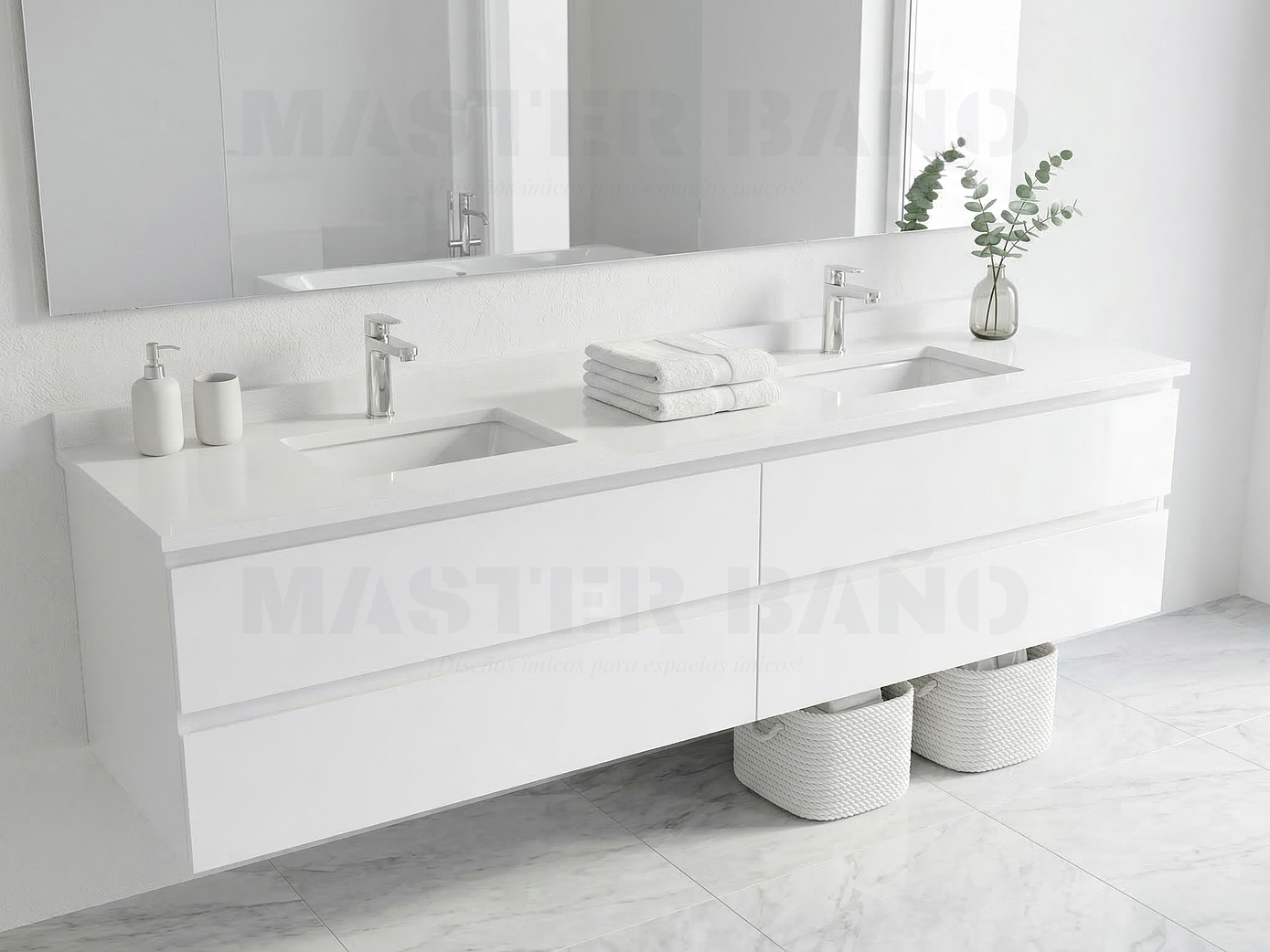 Mueble vanitorio Doble Aéreo  de 200 cm /  M2-2038 -DA / Blanco 1