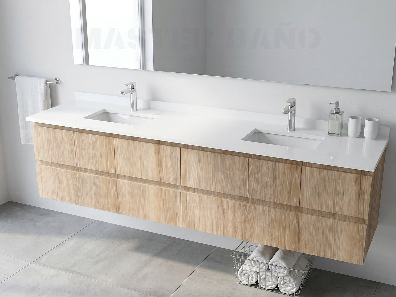 Mueble vanitorio Doble Aéreo  de 200 cm /  M2-2038 -DA / Cava 1