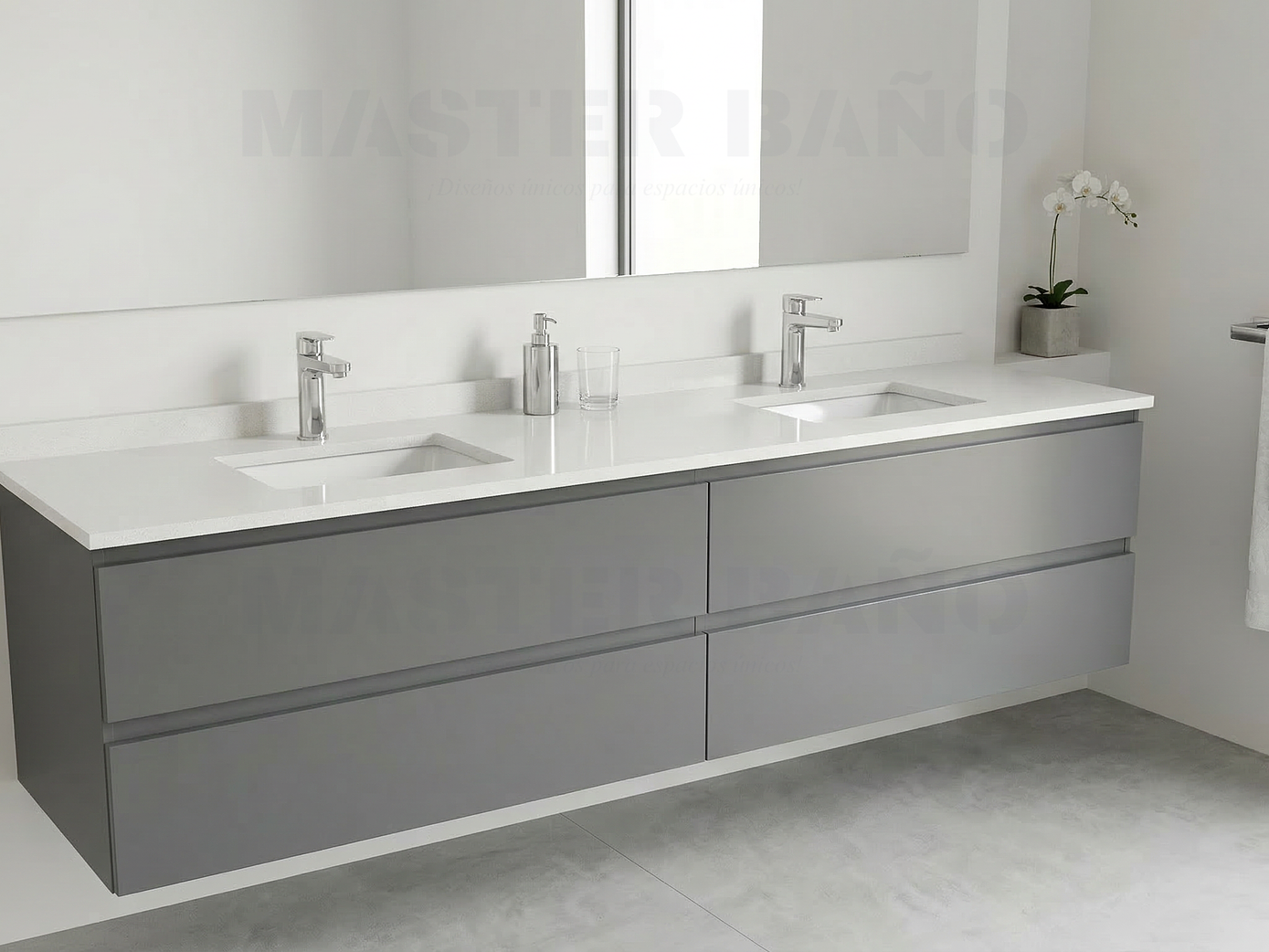 Mueble vanitorio Doble Aéreo  de 200 cm /  M2-2038 -DA / Grafito 1