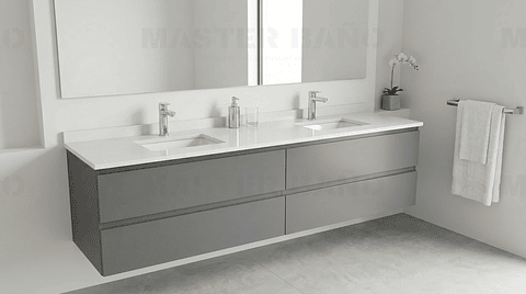 Mueble vanitorio Doble Aéreo  de 200 cm /  M2-2038 -DA / Grafito