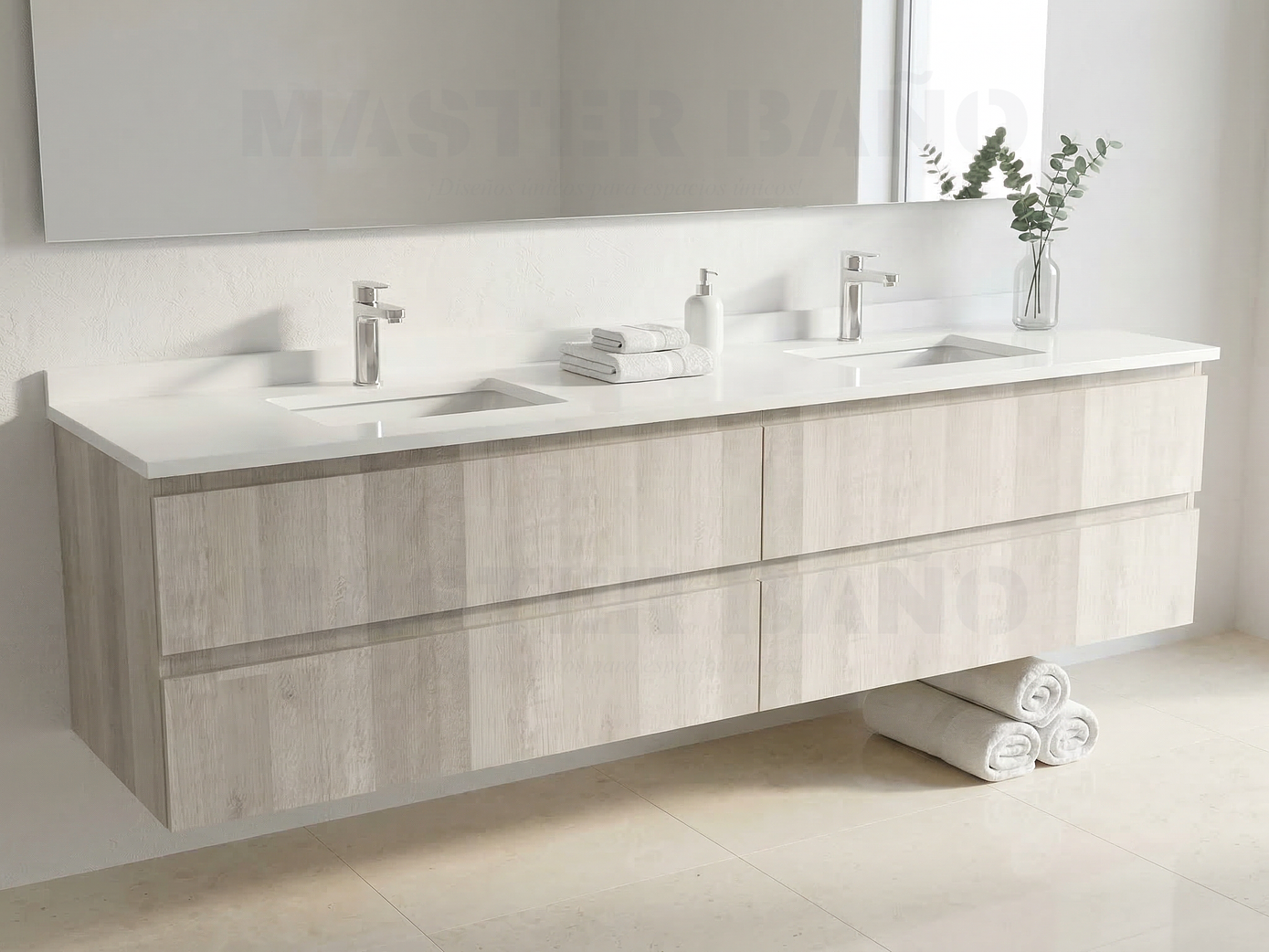 Mueble vanitorio Doble Aéreo  de 200 cm /  M2-2038 -DA / Legno 1