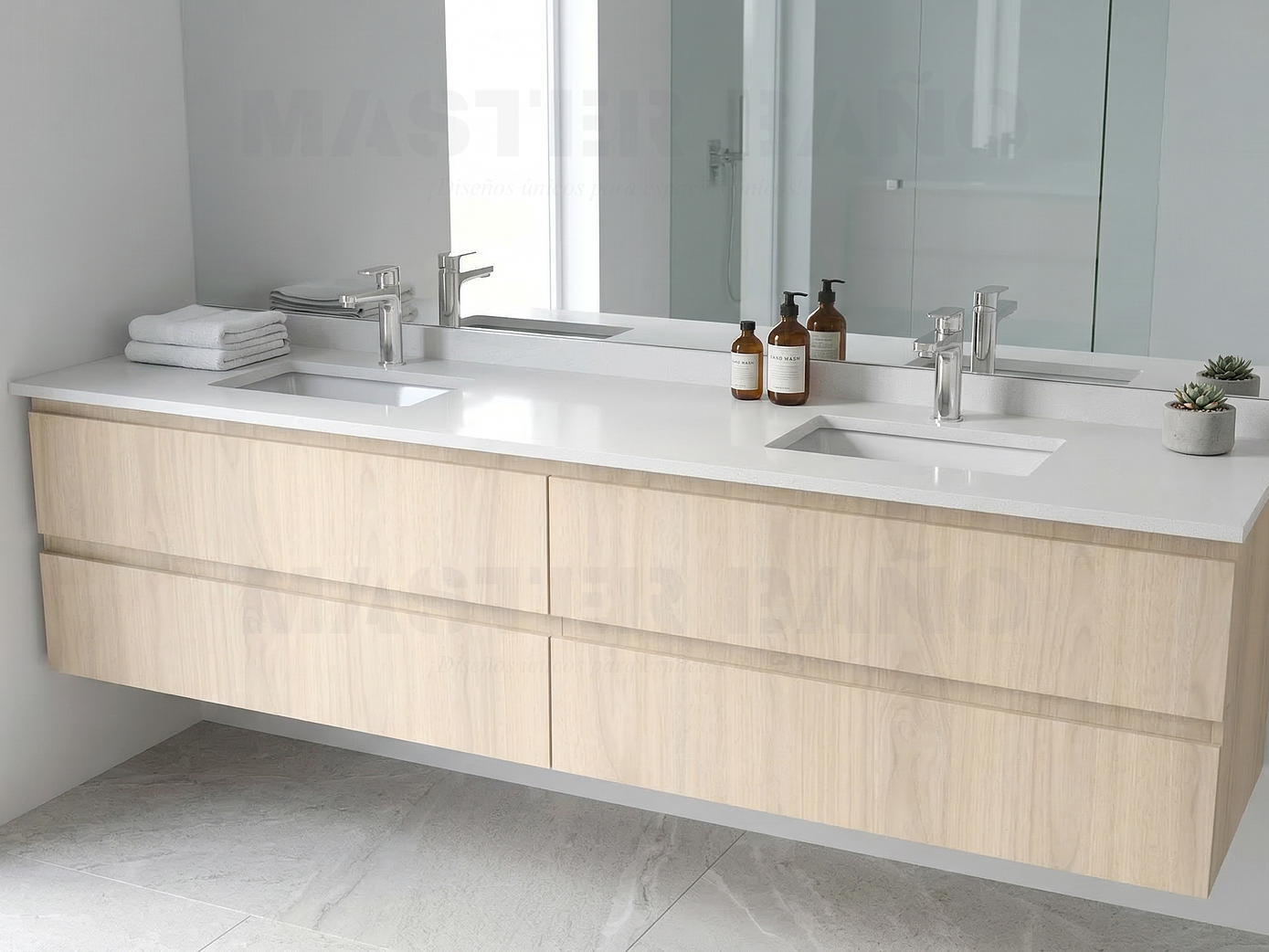 Mueble vanitorio Doble Aéreo  de 200 cm /  M2-2038 -DA / Nougat 1