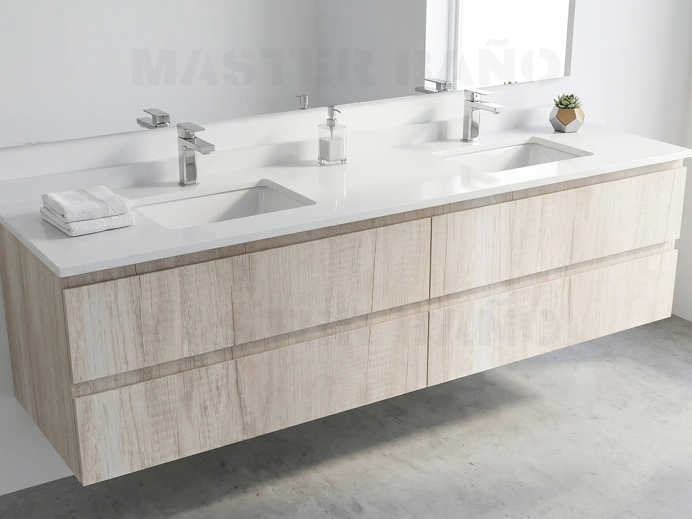 Mueble vanitorio Doble Aéreo  de 200 cm /  M2-2038 -DA / Toscana 1