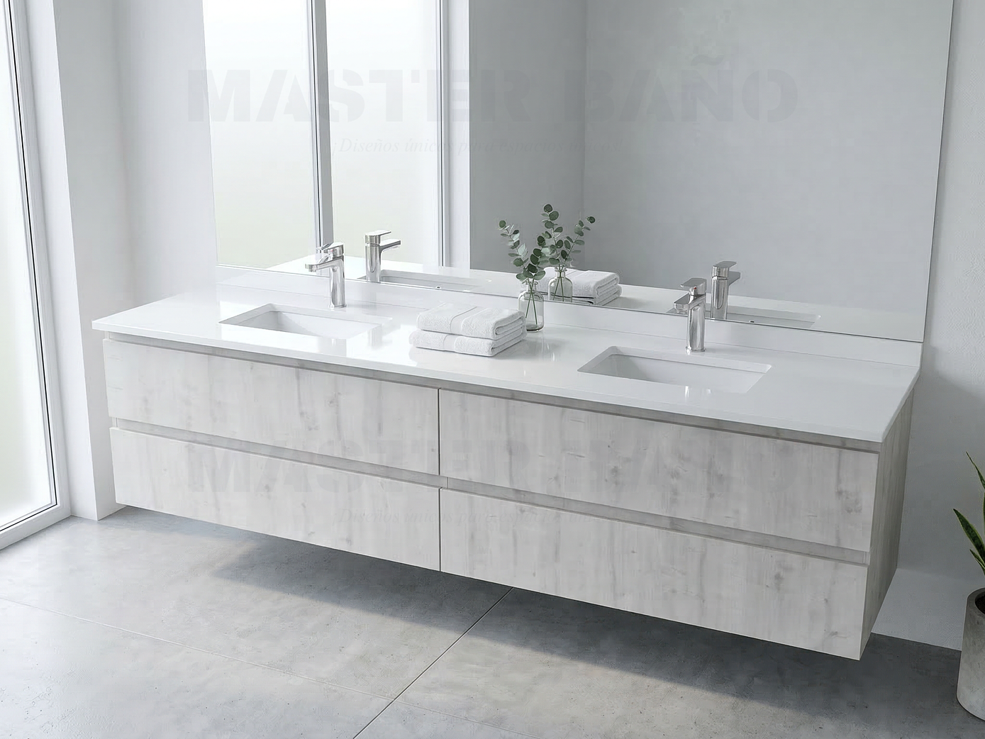 Mueble vanitorio Doble Aéreo  de 200 cm /  M5-2038 -DA / Alaska 1