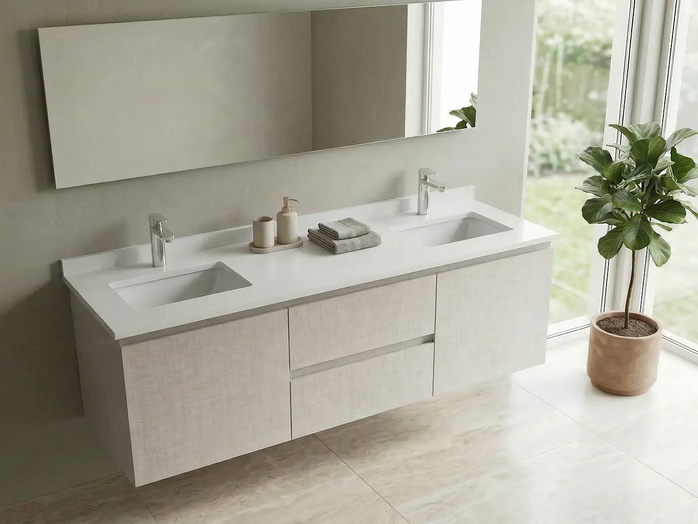 Mueble vanitorio Doble Aéreo  de 150 cm /  M2-1523 -DA / Giorno 1