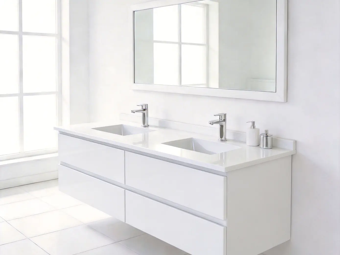 Mueble vanitorio Doble Aéreo  de 140 cm /  M5-1423 -DA / Blanco 1