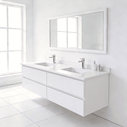 Mueble vanitorio Doble Aéreo  de 140 cm /  M5-1423 -DA / Blanco