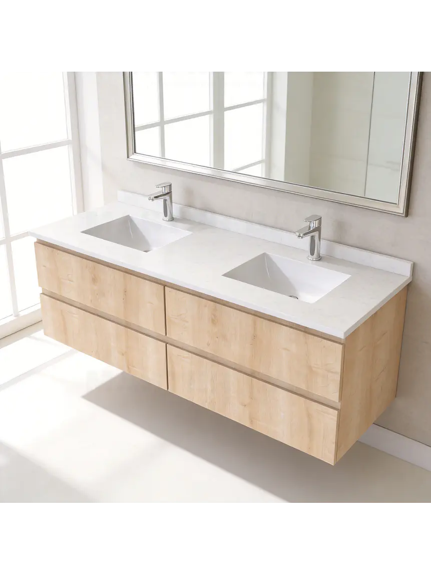 Mueble vanitorio Doble Aéreo  de 140 cm /  M5-1423 -DA / Rustico 1