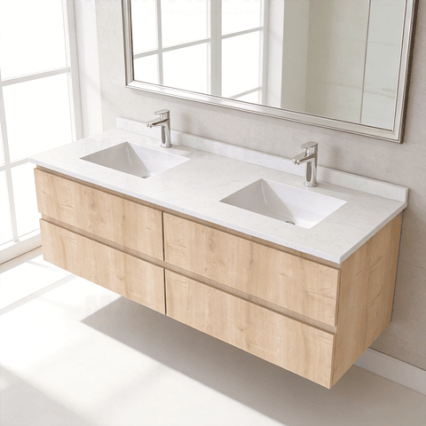 Mueble vanitorio Doble Aéreo  de 140 cm /  M5-1423 -DA / Rustico