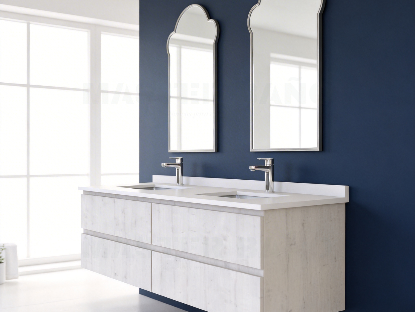 Mueble vanitorio Doble Aéreo  de 140 cm /  M5-1423 -DA / Alaska 1