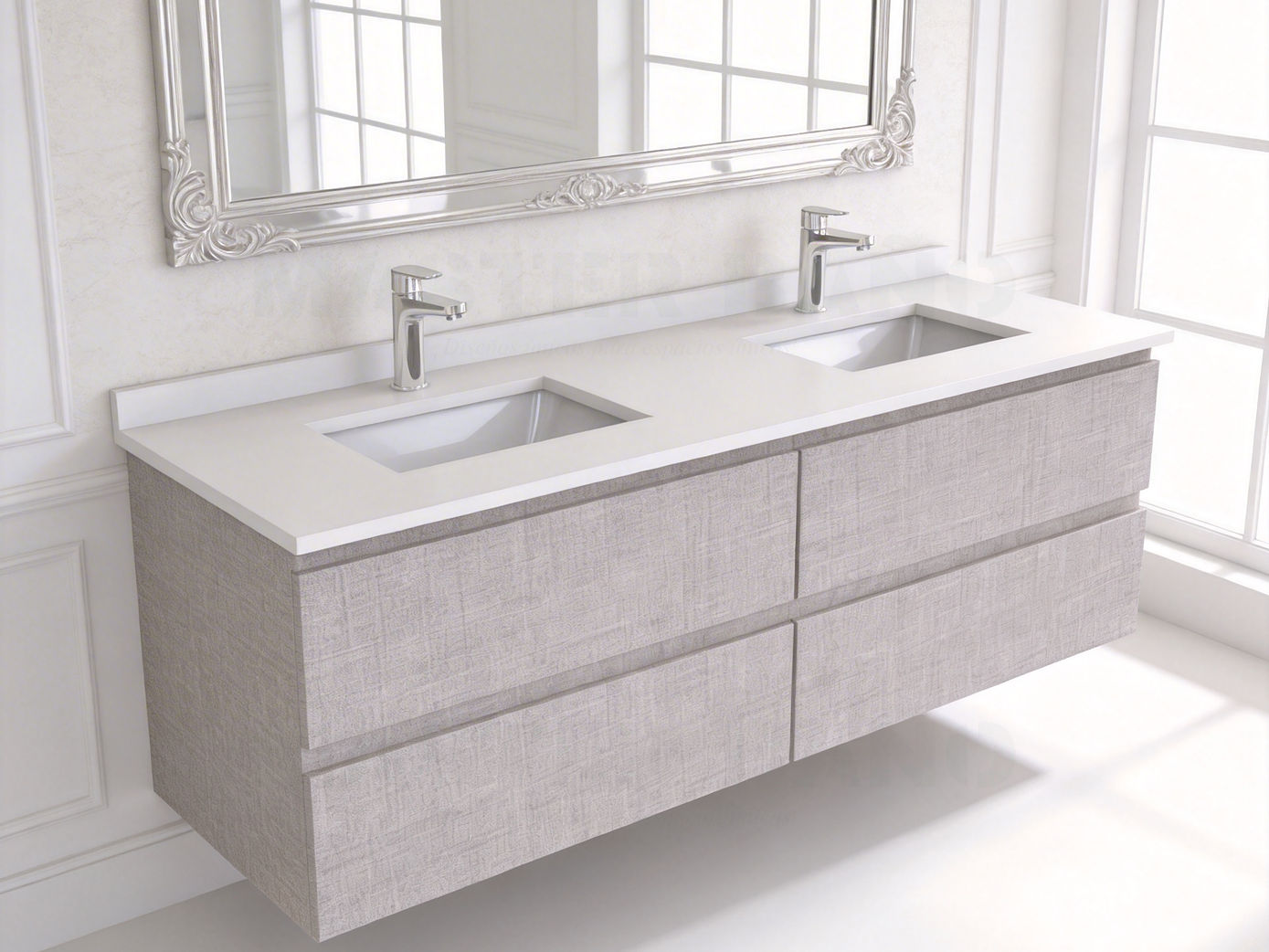 Mueble vanitorio Doble Aéreo  de 140 cm /  M5-1423 -DA / Notte 1