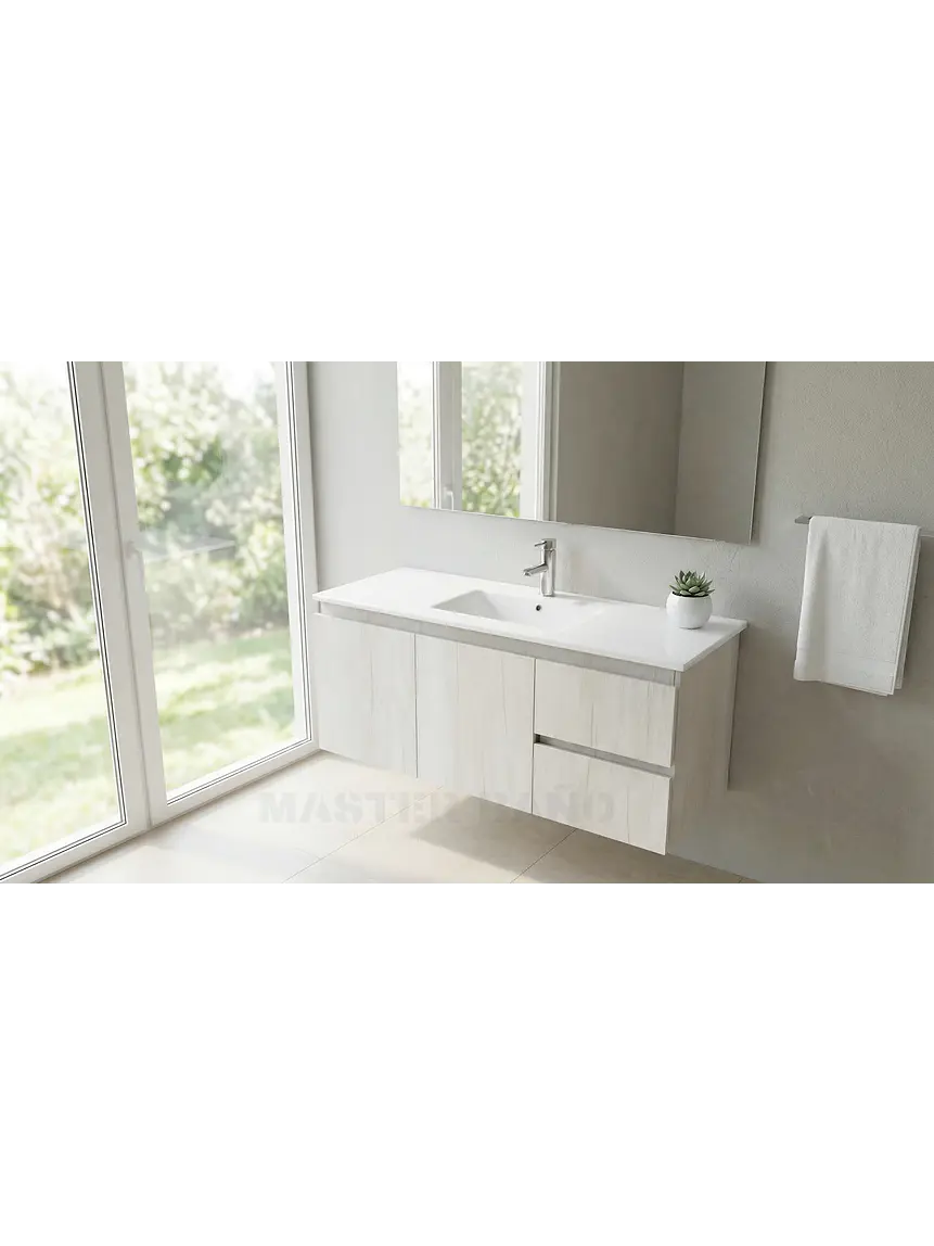 Mueble vanitorio aereo con cubierta de loza de 120 cm / M2-1201-A / Toscana 1