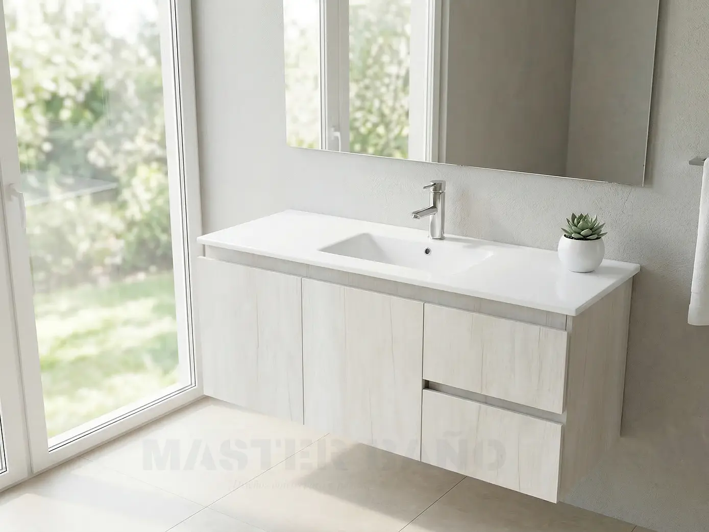 Mueble vanitorio aereo con cubierta de loza de 120 cm / M2-1201-A / Toscana 1