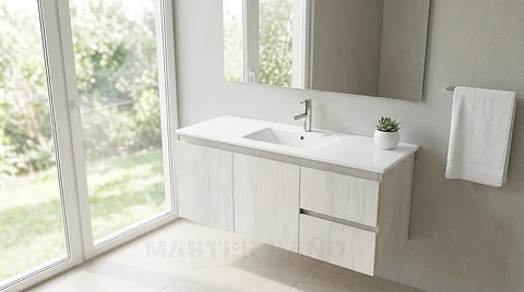 Mueble vanitorio aereo con cubierta de loza de 120 cm / M2-1201-A / Toscana