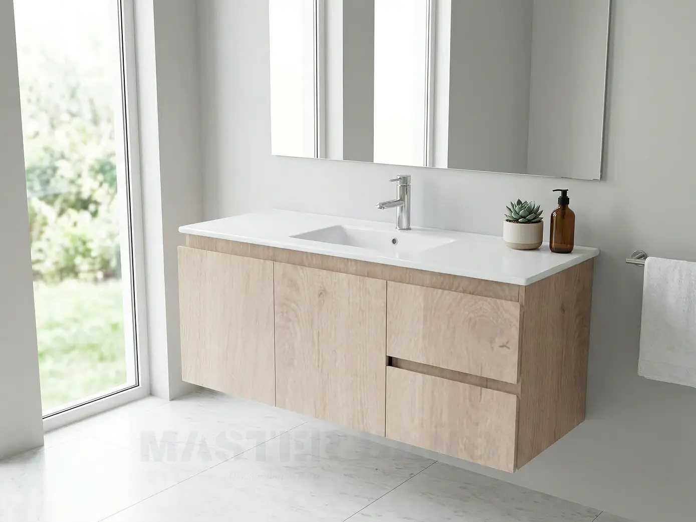 Mueble vanitorio aereo con cubierta de loza de 120 cm / M2-1201-A / Jerez 1