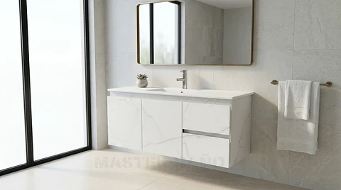 Mueble vanitorio aereo con cubierta de loza de 120 cm / M2-1201-A / Marmara