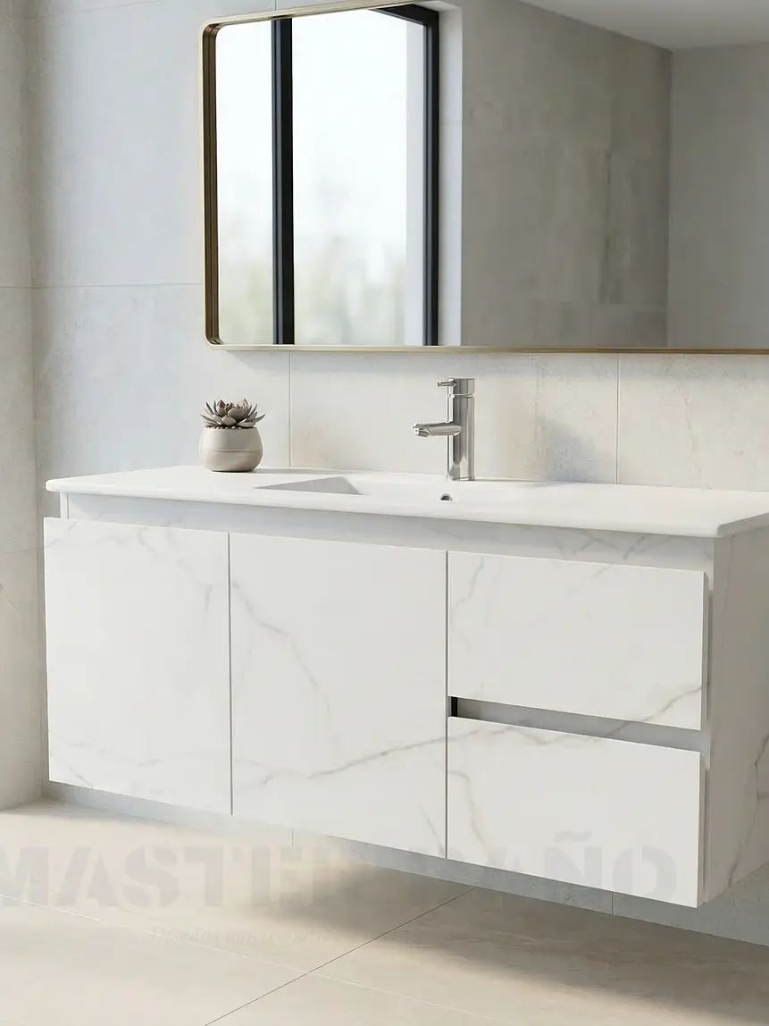 Mueble vanitorio aereo con cubierta de loza de 120 cm / M2-1201-A / Marmara 1