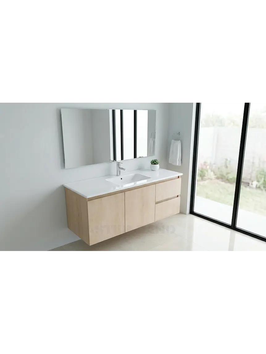 Mueble vanitorio aereo con cubierta de loza de 120 cm / M2-1201-A / Rustico 1