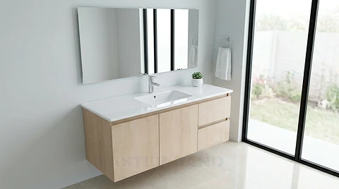 Mueble vanitorio aereo con cubierta de loza de 120 cm / M2-1201-A / Rustico