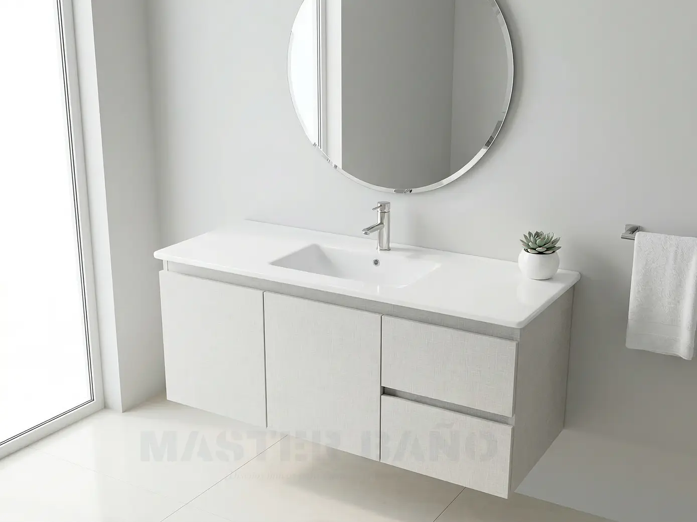 Mueble vanitorio aereo con cubierta de loza de 120 cm / M2-1201-A / Giorno 1