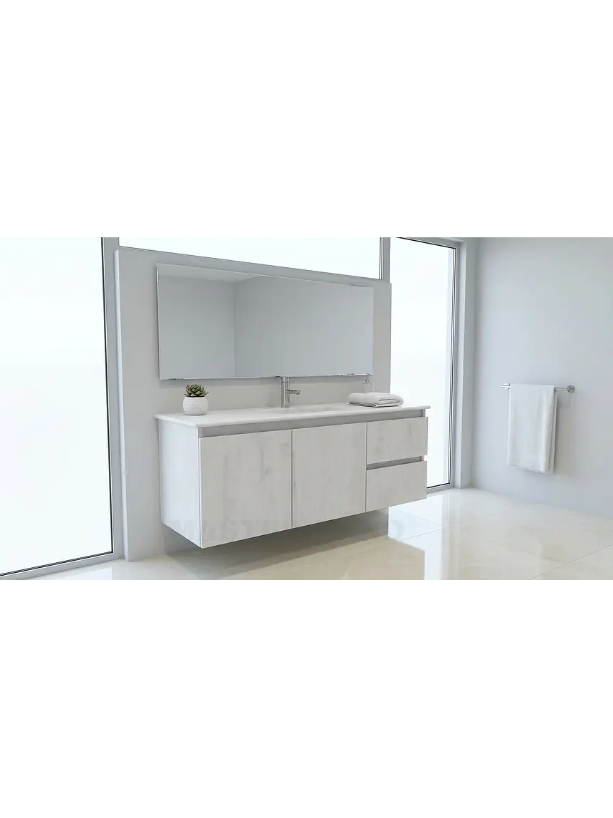 Mueble vanitorio aereo con cubierta de loza de 120 cm / M2-1201-A / Alaska 1