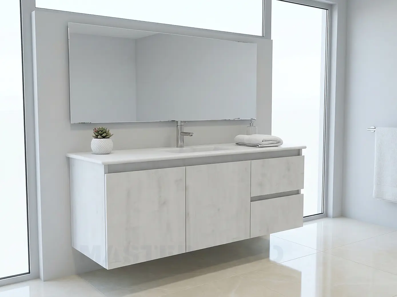 Mueble vanitorio aereo con cubierta de loza de 120 cm / M2-1201-A / Alaska 1