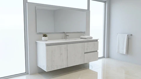 Mueble vanitorio aereo con cubierta de loza de 120 cm / M2-1201-A / Alaska