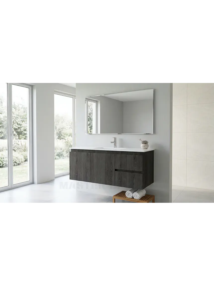 Mueble vanitorio aereo con cubierta de loza de 120 cm / M2-1201-A / Espresso 1