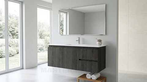 Mueble vanitorio aereo con cubierta de loza de 120 cm / M2-1201-A / Espresso