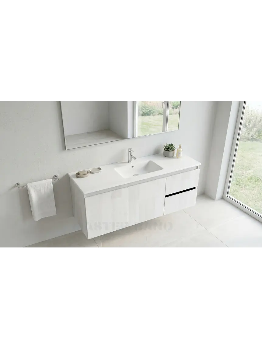 Mueble vanitorio aereo con cubierta de loza de 120 cm / M2-1201-A / Legno 1