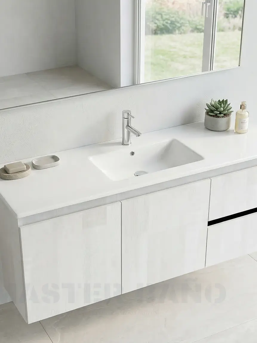 Mueble vanitorio aereo con cubierta de loza de 120 cm / M2-1201-A / Legno 1