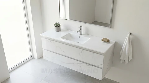 Mueble vanitorio aereo con cubierta de loza de 120 cm / M3-1201-A / Marmara