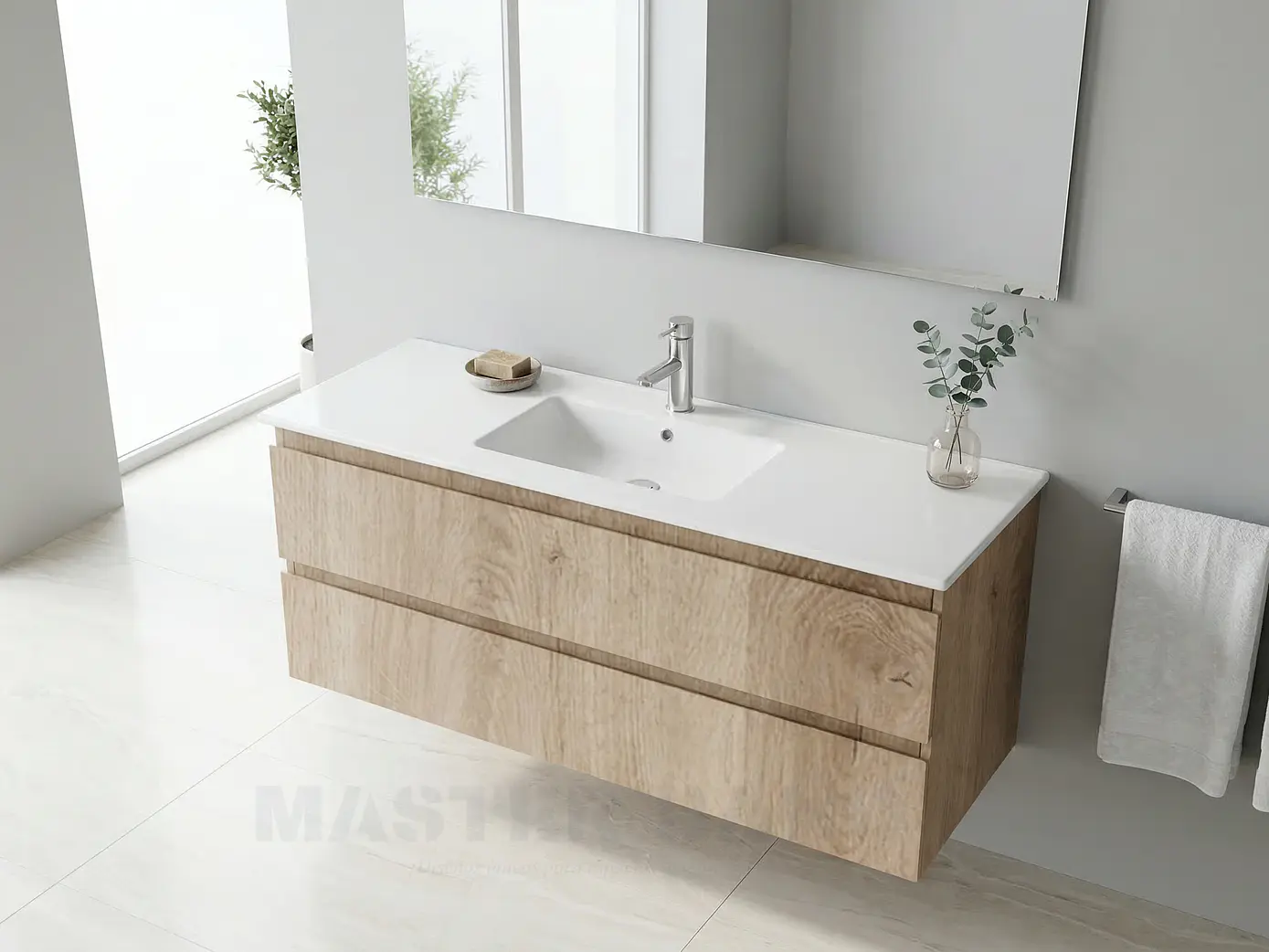 Mueble vanitorio aereo con cubierta de loza de 120 cm / M3-1201-A / Jerez 1