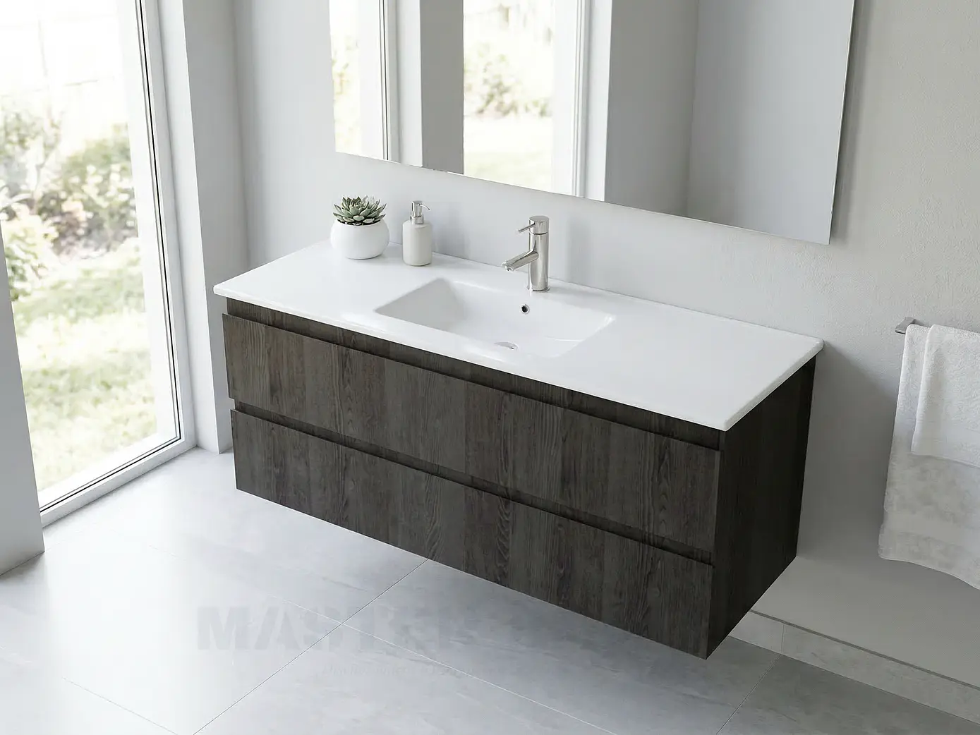 Mueble vanitorio aereo con cubierta de loza de 120 cm / M3-1201-A / Espresso 1