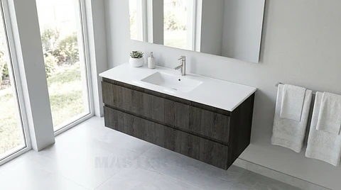 Mueble vanitorio aereo con cubierta de loza de 120 cm / M3-1201-A / Espresso