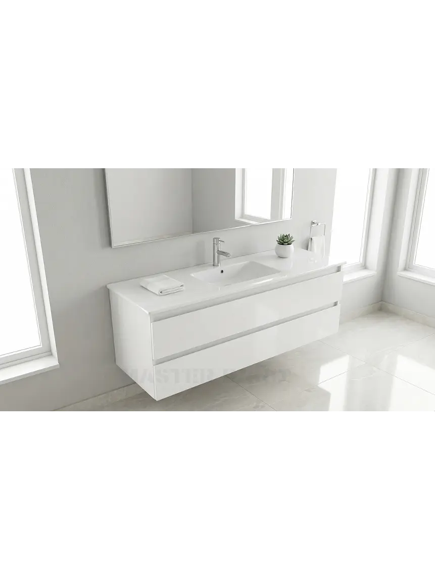 Mueble vanitorio aereo con cubierta de loza de 120 cm / M3-1201-A / Blanco 1