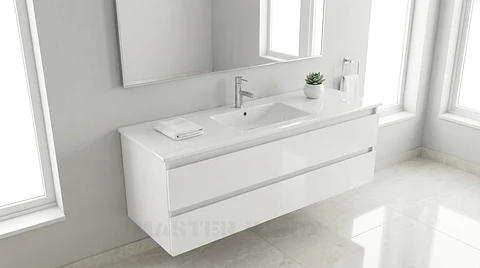 Mueble vanitorio aereo con cubierta de loza de 120 cm / M3-1201-A / Blanco