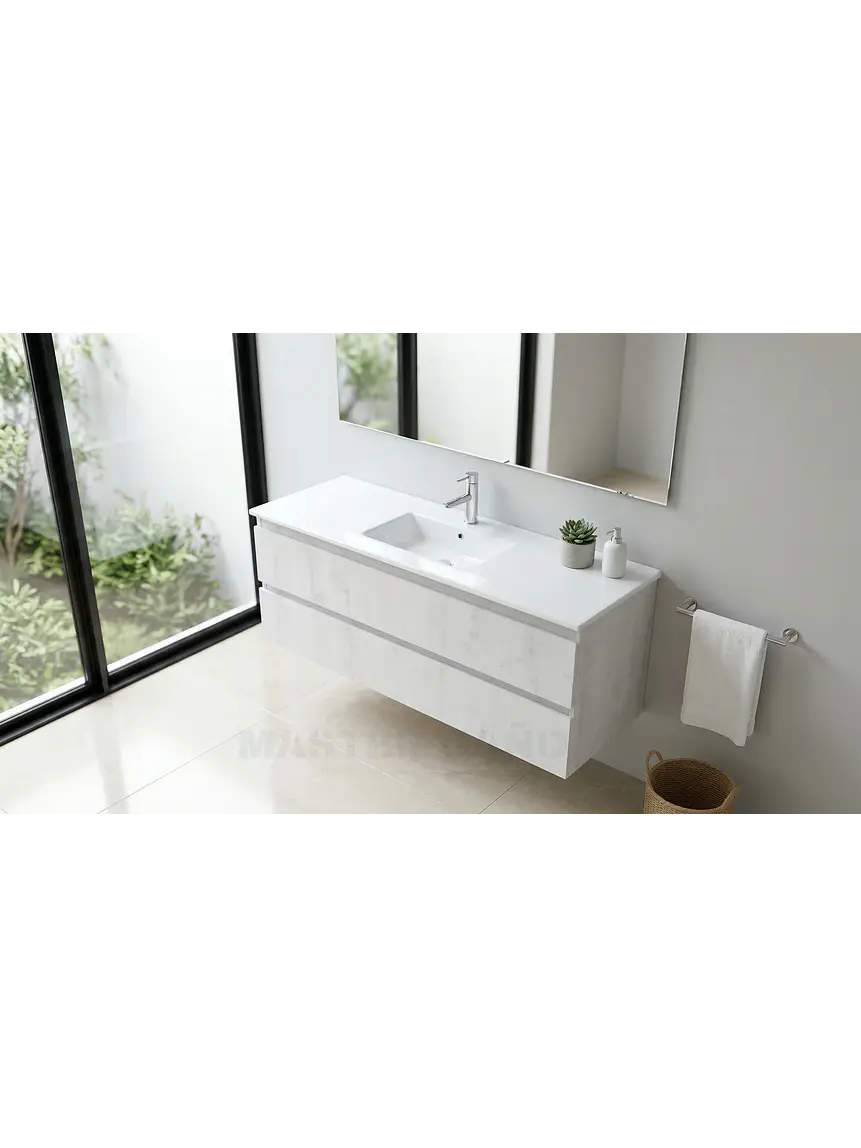 Mueble vanitorio aereo con cubierta de loza de 120 cm / M3-1201-A / Alaska 1