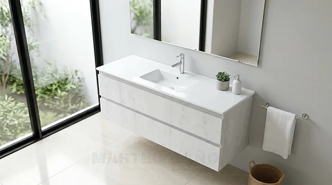 Mueble vanitorio aereo con cubierta de loza de 120 cm / M3-1201-A / Alaska